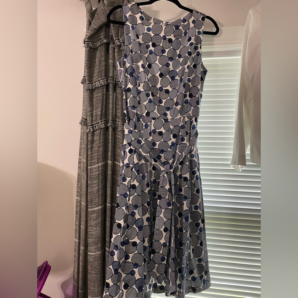 Elegant Blue and White Patterned Dress